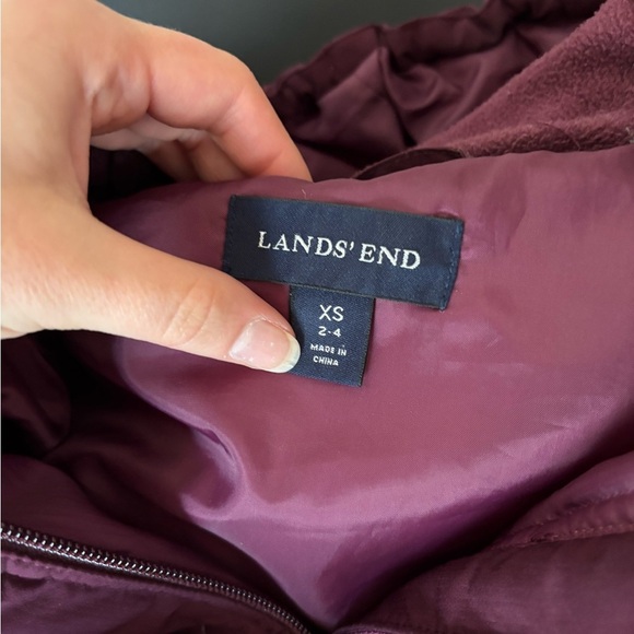 Lands' End Burgundy Wine Red Women's Hooded Down Winter Puffer Coat Size XS - Picture 5 of 5